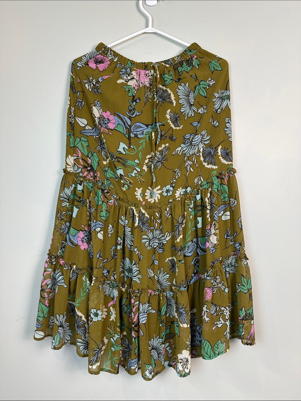 27. aerie floral ruffled midi skirt